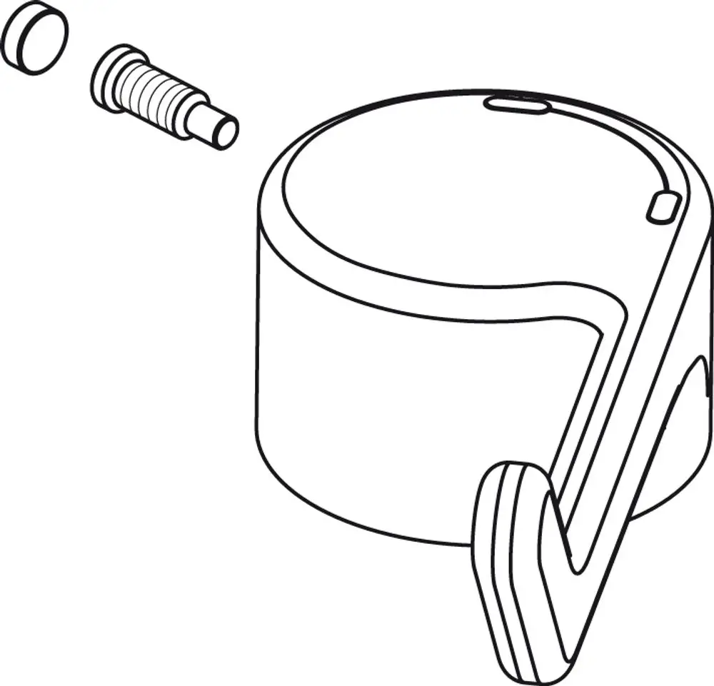 Griff-Set von Ideal Standard mit ergonomischem Design und Metalloberfläche, bestehend aus einem runden Griff und einer Schraube, zur Befestigung an Möbeln.